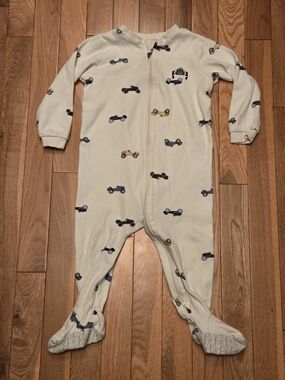 5/$20 Pekkle 18M Car Print Onsie Footed Sleeper Pajamas